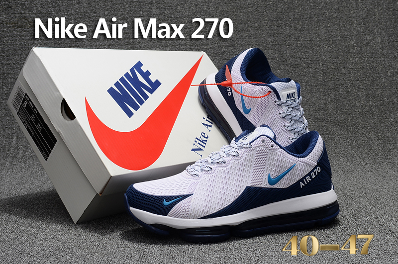 Men 2017 Nike Air Max Flair White Deep Blue Shoes